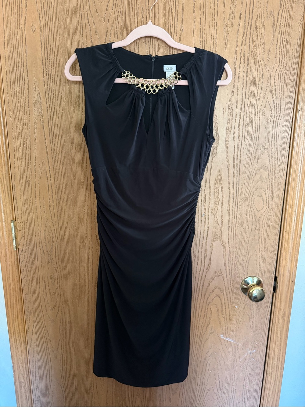 Sleeveless Black metal Accent Sheath Dress